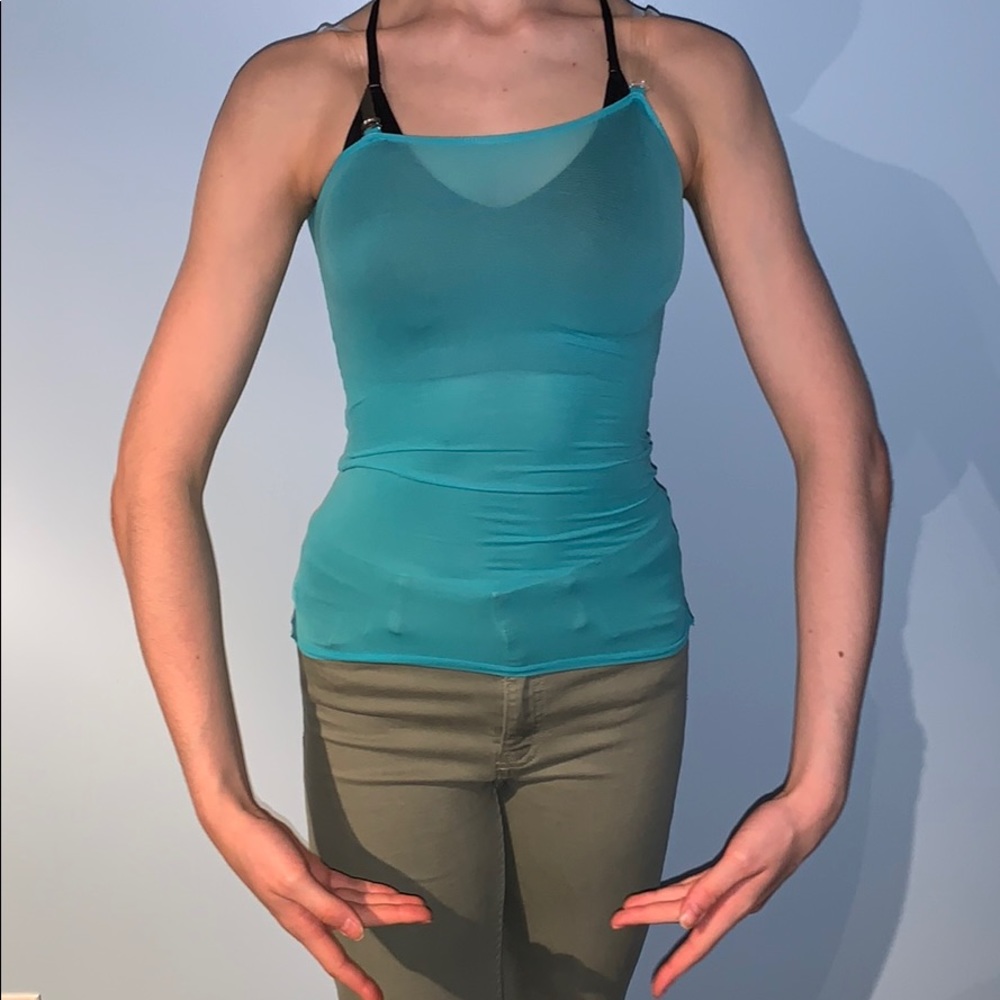 NEW CAPEZIO dance stretch top in aqua
